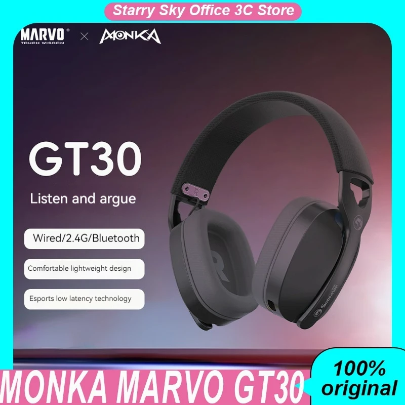 Monka Marvo Gt30 Беспроводные наушники Трехрежимная легкая гарнитура с микрофоном