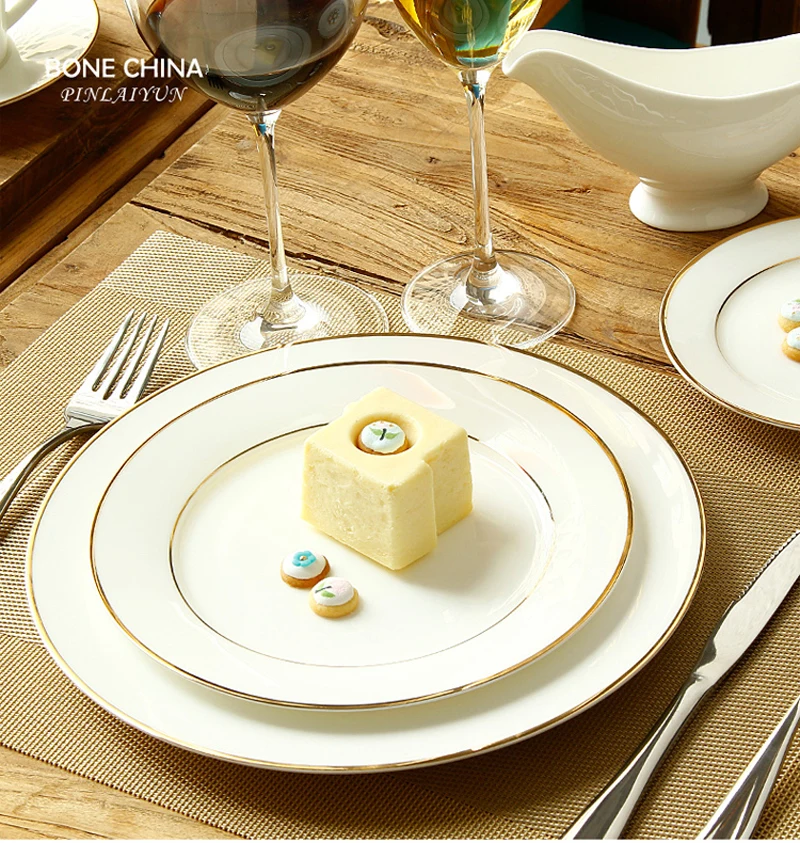 8 + 10 дюймов набор обеденных тарелок из настоящего костяного фарфора декоративные