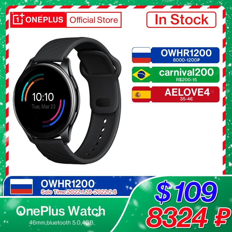 Умные часы глобальная версия OnePlus 4 Гб 46 мм с функцией сна и оксиметром в крови до 14