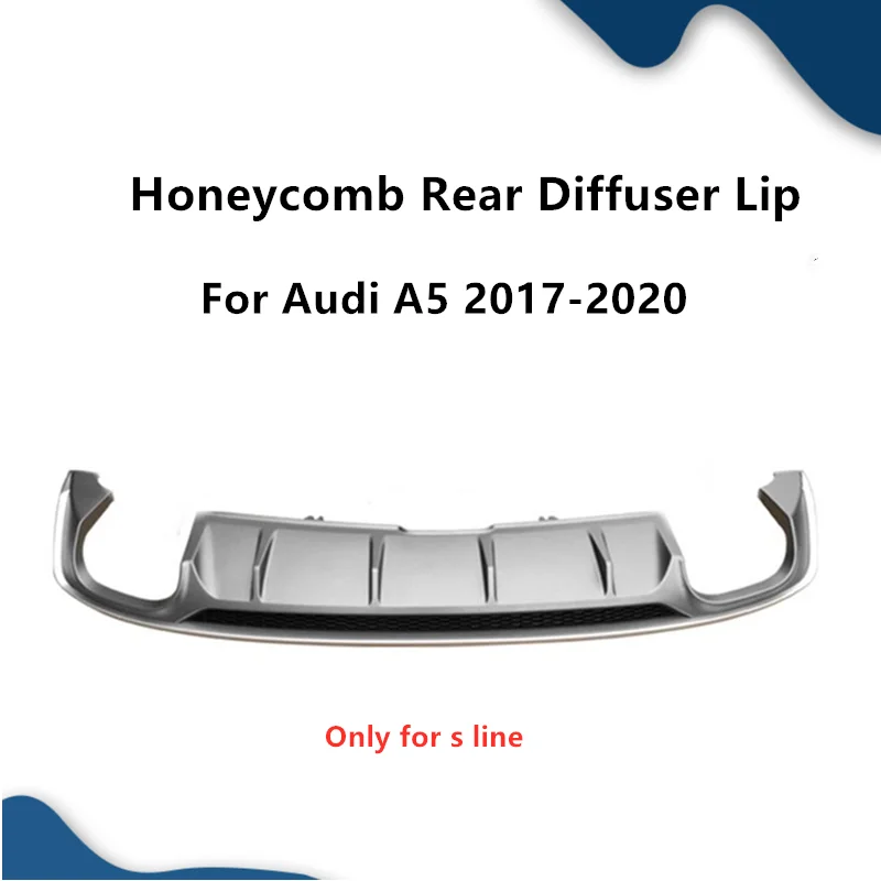 

Grey Auto Diffuser Rear Bumper Lip For Audi A5 B8 S Line 2017 2018 2019 2020 Upgrade S5 Style Diffuse Exhasut