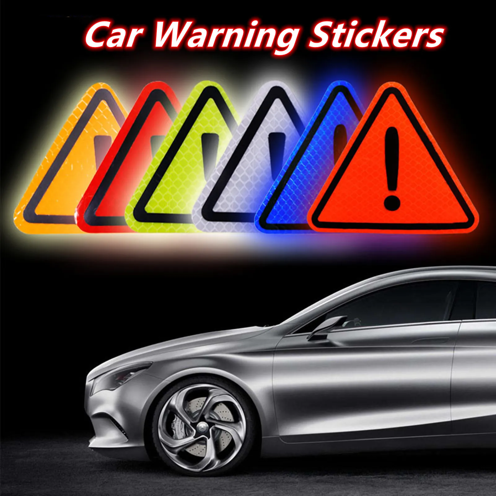 

4PCS/Set Car Reflective Sticker Triangle Warning Mark Sign Night Driving Safety Reflector Sticker Auto Exterior Accessories