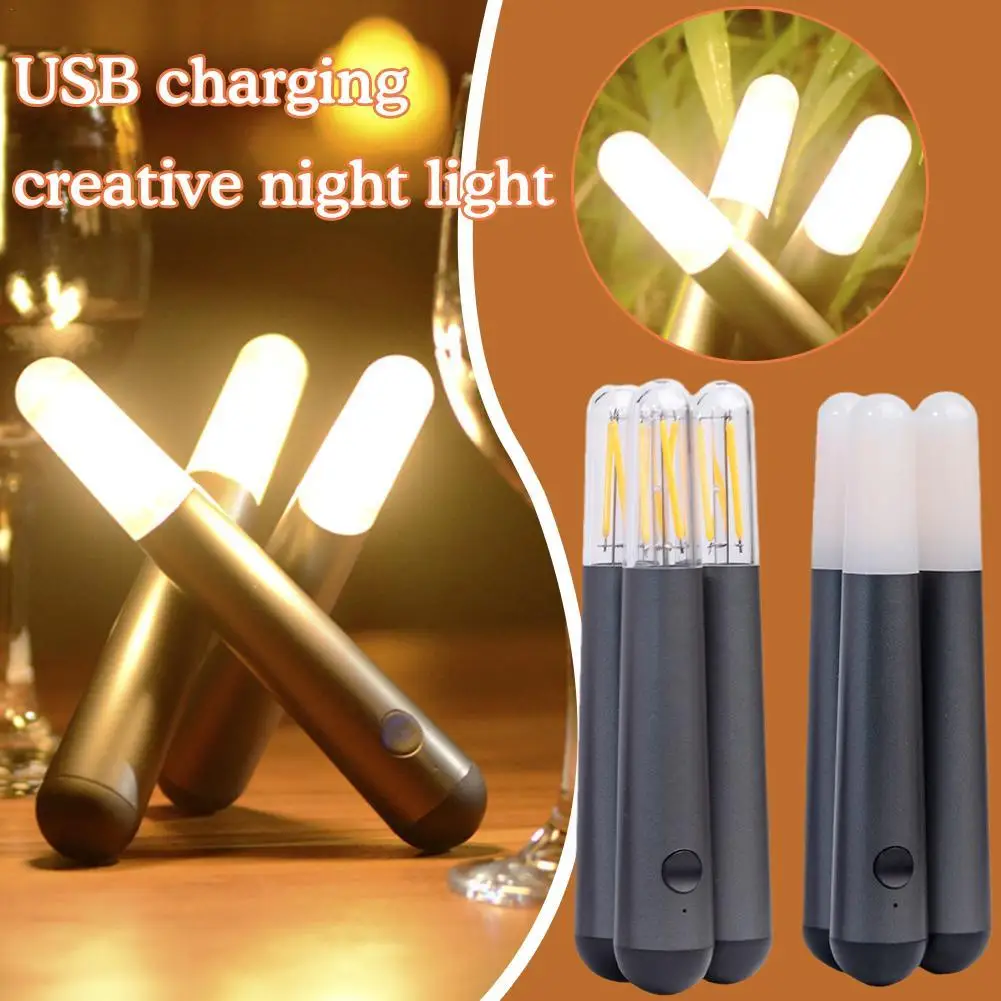 

Creative Led Night Light For Bedroom Camping Lamp USB Charging Bar Desktop Rotatable Atmosphere Table Light 2 Model
