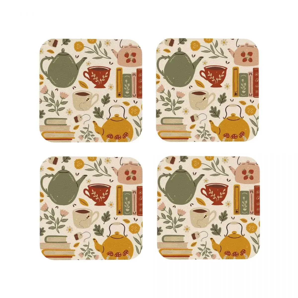 Набор цветочных книг и искусственных кофейных ковриков из 4 предметов для