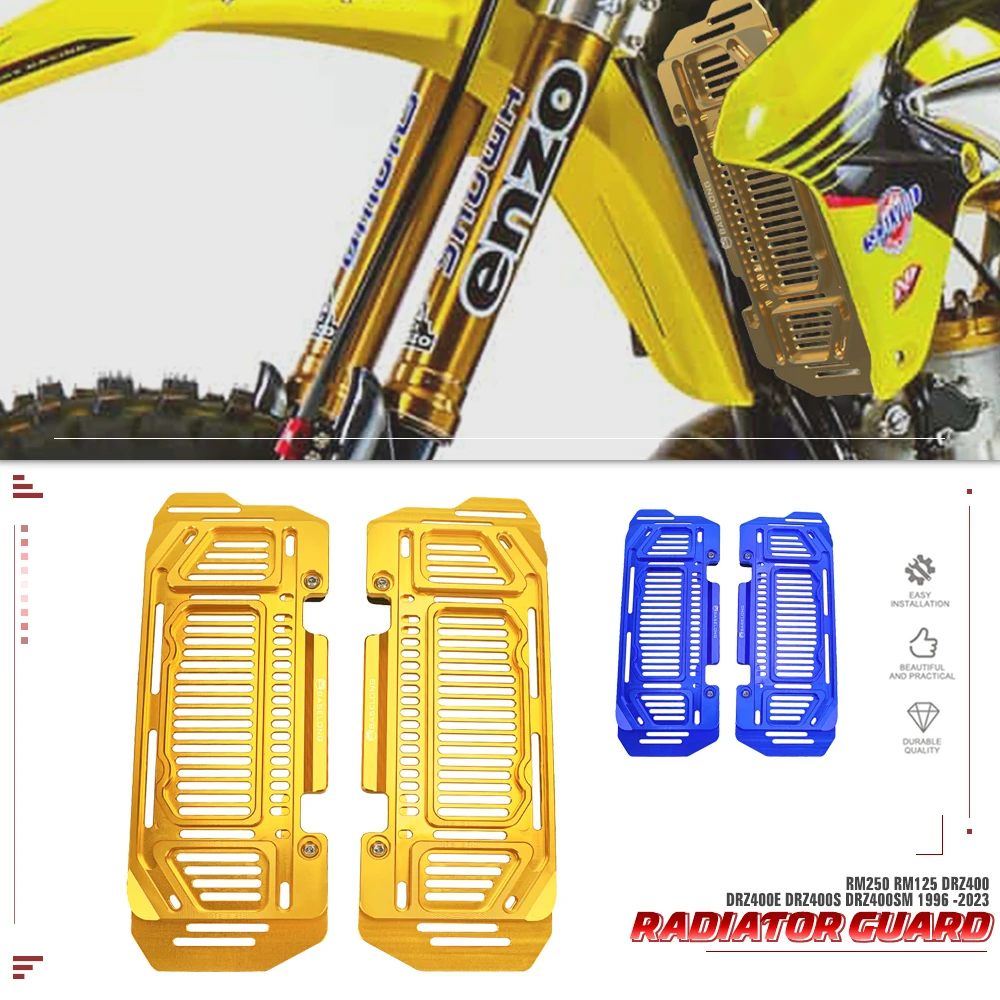 

DRZ400SM Защита радиатора Решетка гриля крышка мотоцикла для Suzuki RM250 DRZ400 RM125 DRZ400E DRZ400S 1996 1998 - 2022