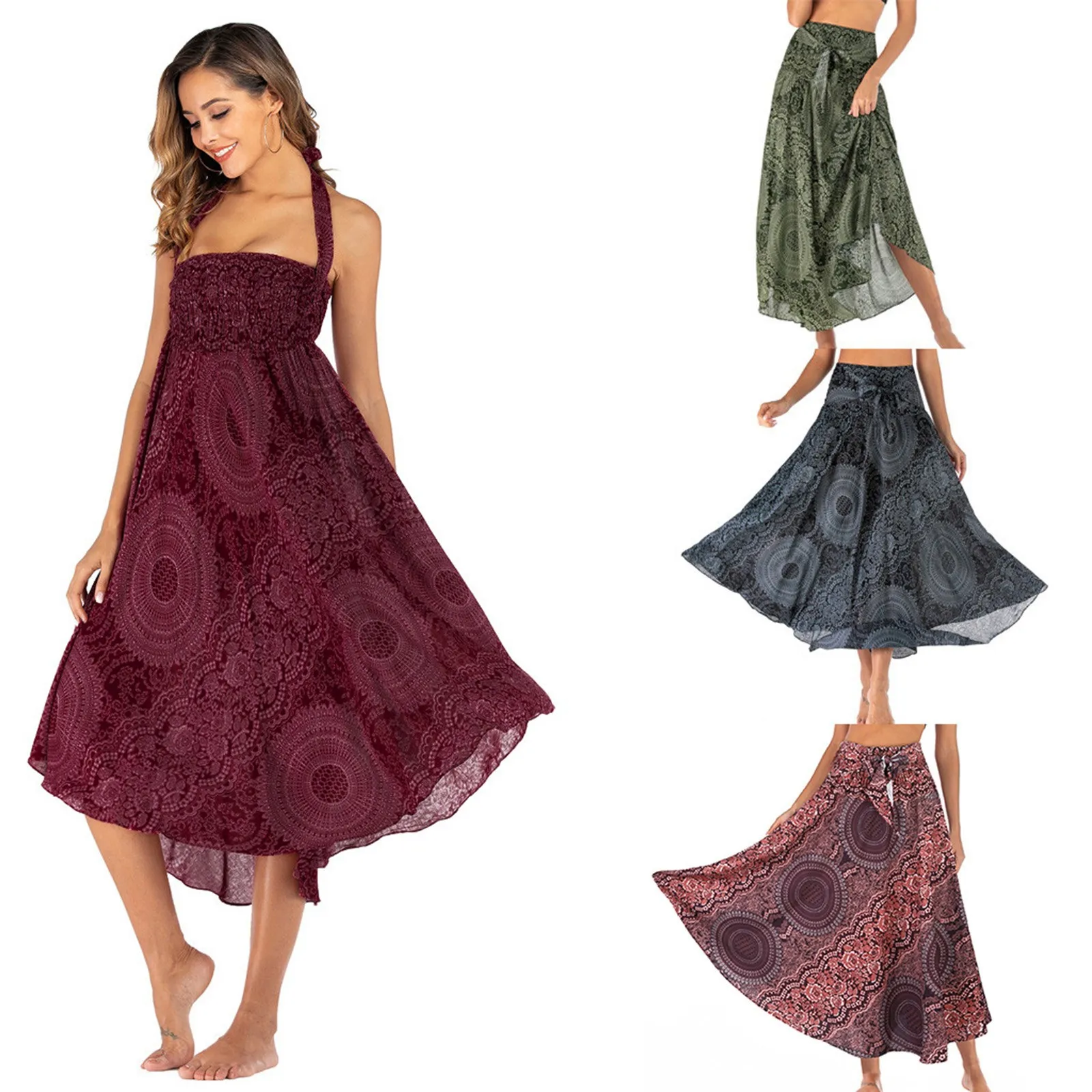 

Женская длинная богемная юбка в стиле бохо