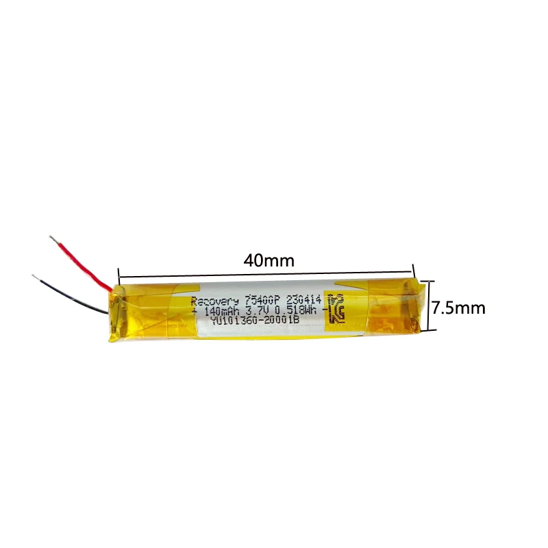 

3.7v140mah 75400 Cylindrical Li-Polymer 3c Battery For Children'S Toy Shaver Beauty Instrument Electric Toothbrush Laser Pen