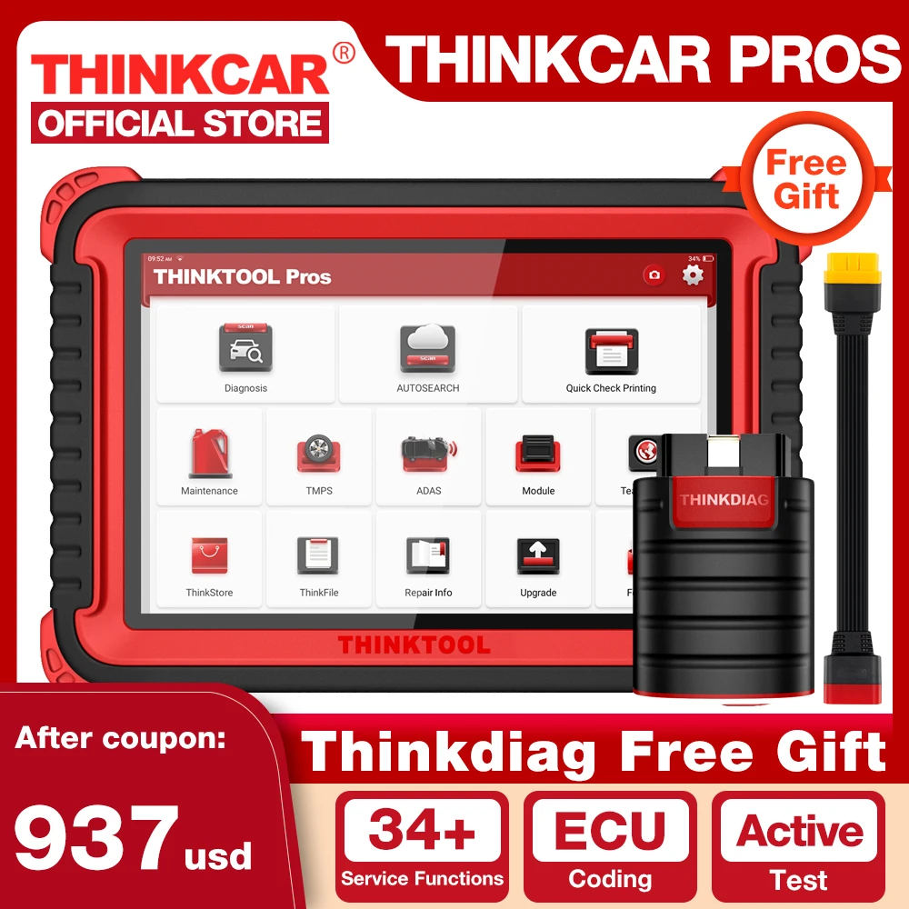 

THINKCAR Thinktool Pros OBDII Автомобильный диагностический инструмент OBD2 сканер OBD 2 считыватель кодов TPMS Функции