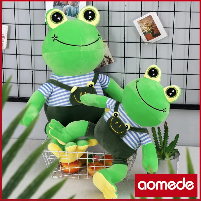 

aomede 85cm Cute Soft Overalls Frog Plush Toys Office Nap Stuffed Animal Pillow Home Comfort Cushion Gift Doll for Kids Girl