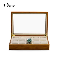 oirlv watch case solid woodmicrofiber watch storage box 10grids jewelry organizer watch display box with skylight case pendant