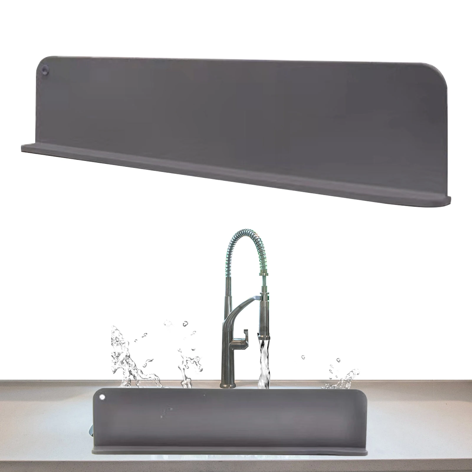 

Sink Splash Guard Front Of Sink Splash Guard Sink Anti-Splash Retaining Plate With Suction Cup For Kitchen Bathroom Sinks Grey