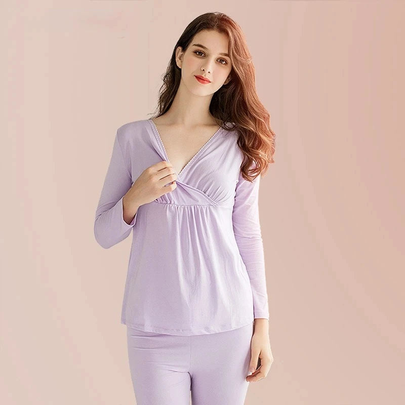 2023 new maternity care pajamas women's elastic pajamas cotton home clothes