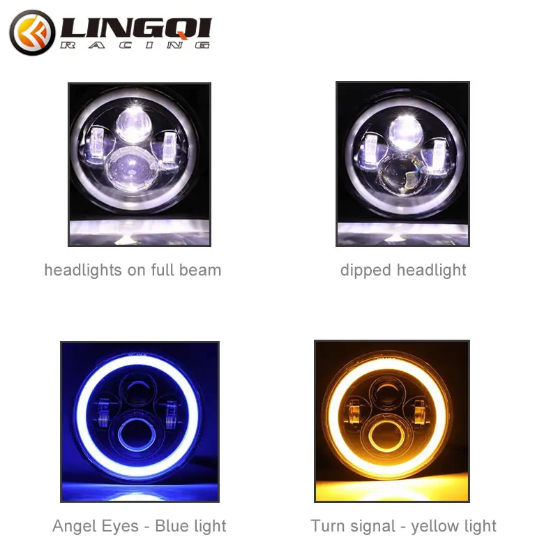 LINGQI RACING системы освещения мотоциклов круглая водонепроницаемая фара для Jeep