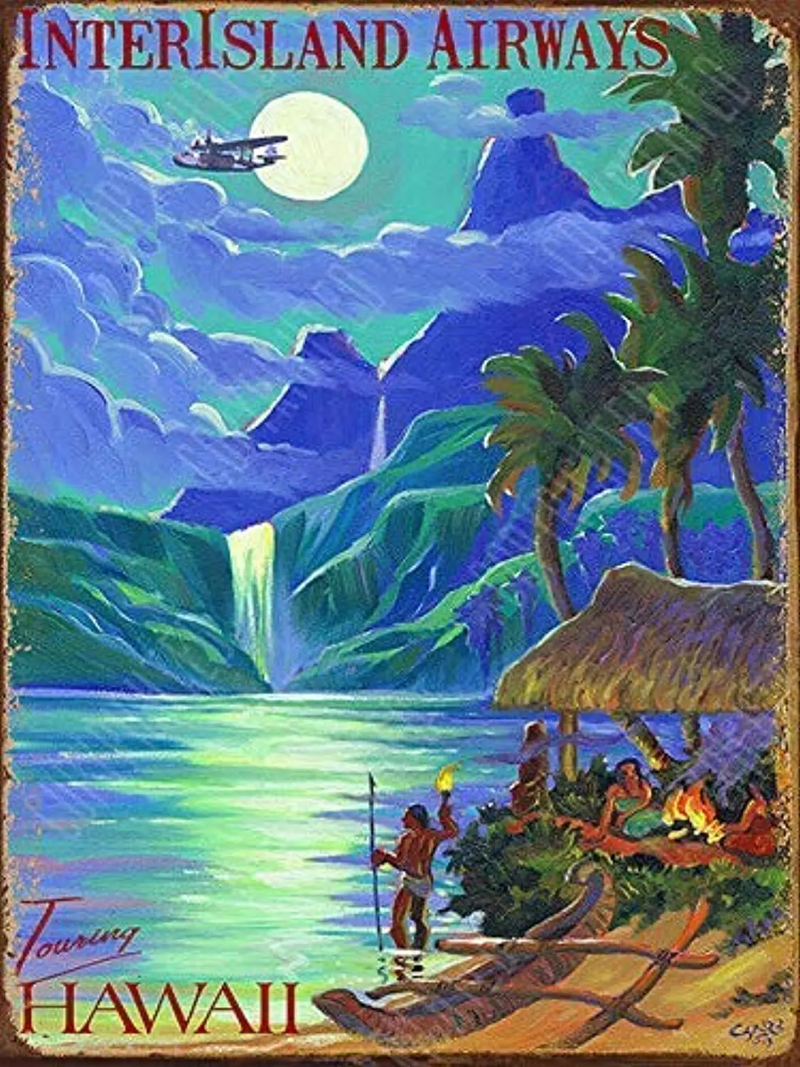 

Touring Hawaii Beach Night,Metal Signs,Coffee Bar Decor,Tin Signs for Home/Kitchen/Bar/Room/Garage Vintage Retro Signs