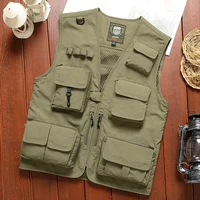 2022 summer new mens casual vest multi pocket fishing photography loose thin vest