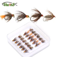 vtwins brass bead head jig hook soft hackle hares ear fly mayfly emerger nymph trout flies kit fly fishing lure bait accessorie