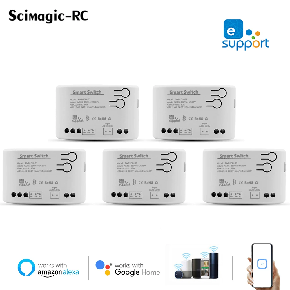 

Smart Home Wireless EWELINK WIFI SWITCH Module 1/4CH DC 7-32V 5V 12V 24V 220V RF DIY Receiver 10A Relay Alexa