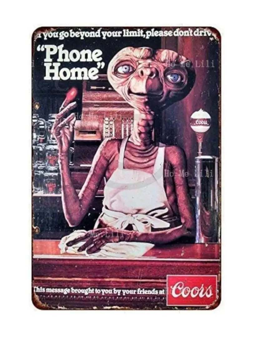 Жестяной знак smartcow E.T. Телефон для дома винтажная репродукция металлический