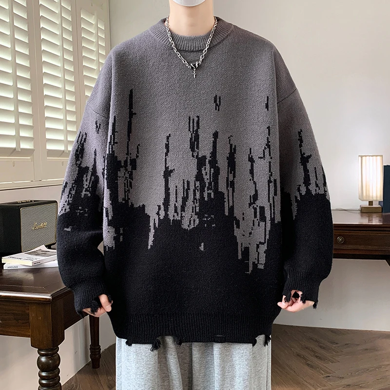 Новинка 2024 осенне-зимний свитер в стиле пэчворк трендовая уличная мода теплый