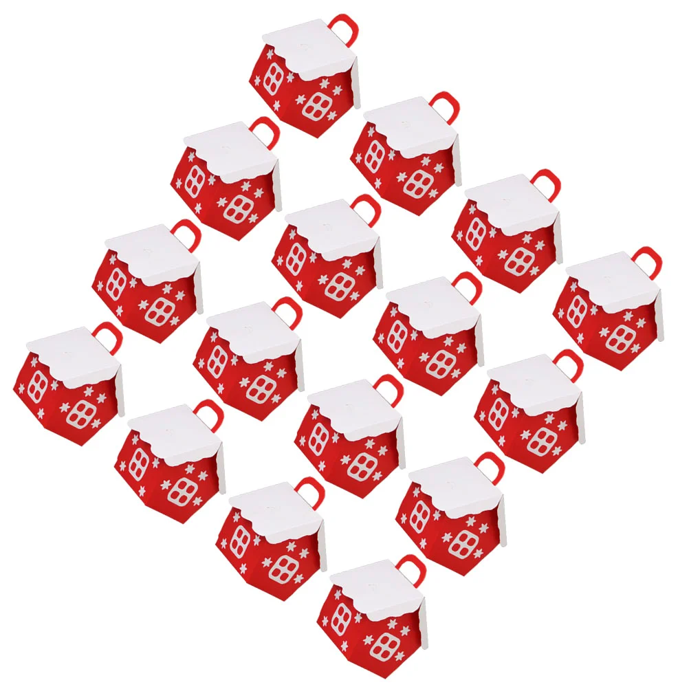 

25Pcs Packaging Boxes Xmas Gift Boxes Gift Packing Cases Christmas Red Little House Candy Box