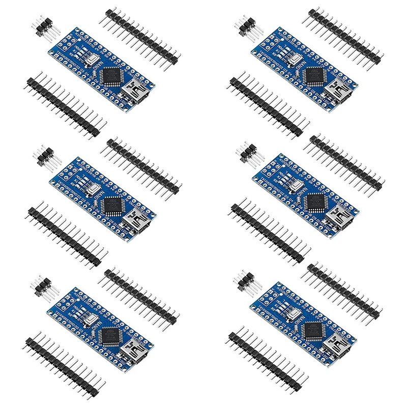 

Нано плата V3.0 Atmega328p без кабеля, 6 шт., совместима с Arduino Nano V3.0 с разъемами Pin, без спайки
