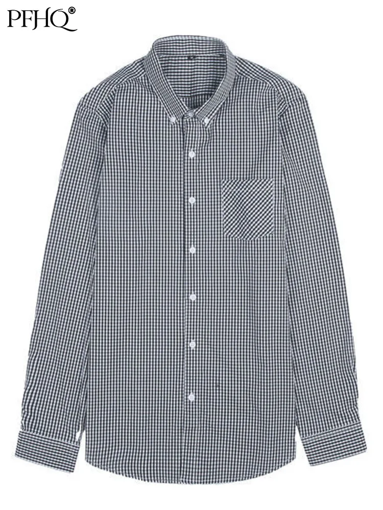 

PFHQ 2022 Роскошная Осенняя Новая мужская английская рубашка в клетку Облегающая рубашка с длинным рукавом модная полосатая повседневная одеж...
