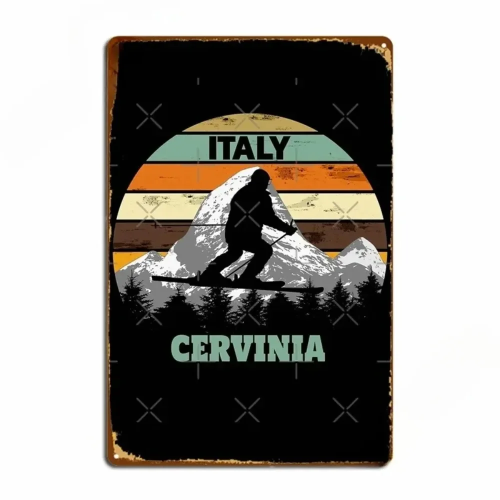 

Зимние лыжи Cervinia Италия лыжные поля металлические знаки для кинотеатра кухня Гараж; Клуб ретро жестяной знак постеры