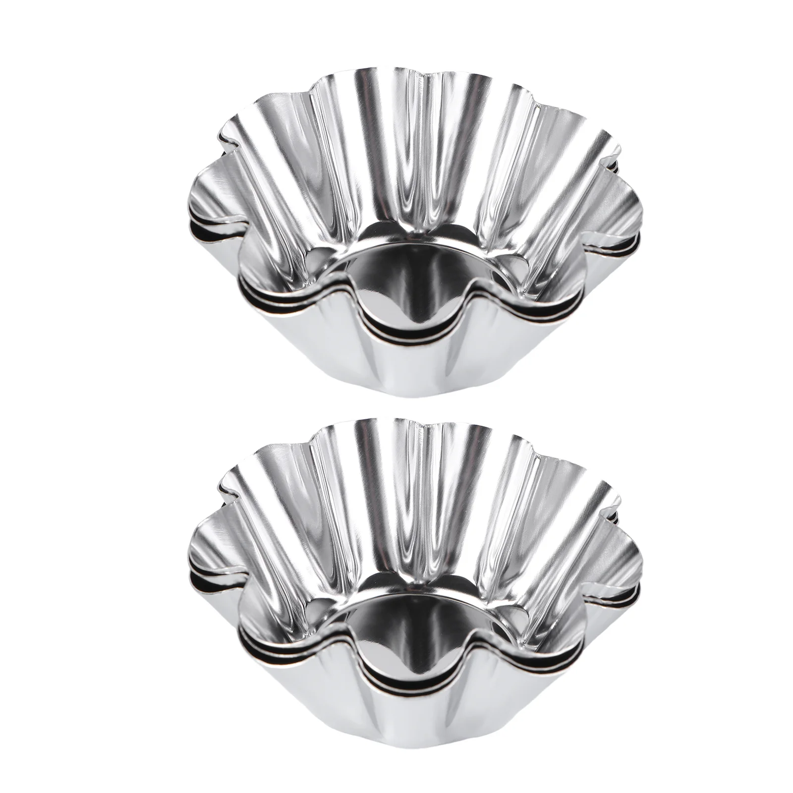 

6pcs Pie Tins Egg Pan Stainless Steel Cookie Molds Flower Pan Muffin Mold For Home Bakery