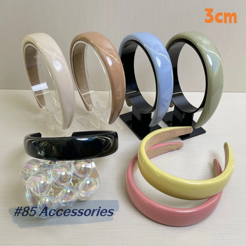 

Korean PU Leather Headbands For Women Girls Solid Padded Hairbands Soft Headwear Simple Style Wide Head Hoop ZN00073