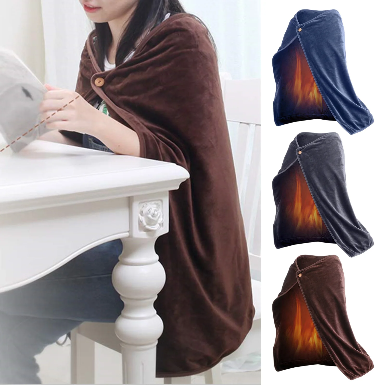 

Fleece Electric Heated Blanket Wearable Portable Heated Blanket USB Powered Heating Cushion Pad Winter Warm for Car Office Home