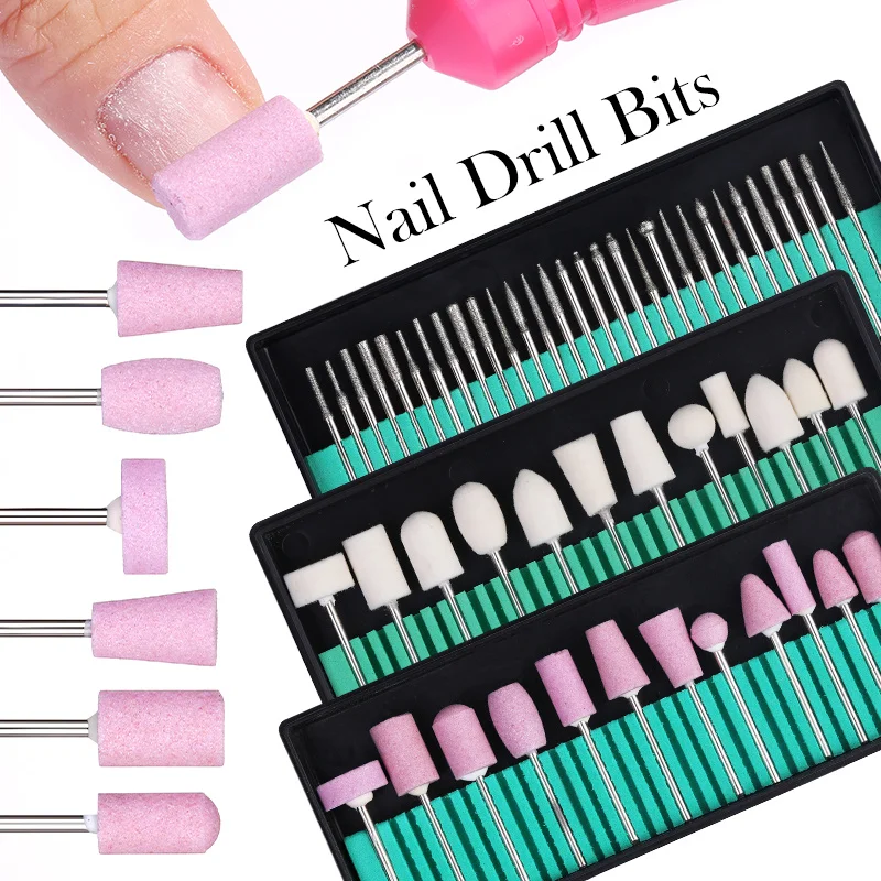 

30pcs/12pcs Nail Drill Bits Set Ceramic Milling Cutter Cuticle Gel Polish Remover Clean Manicure Pedicure Nail Files Art Tools