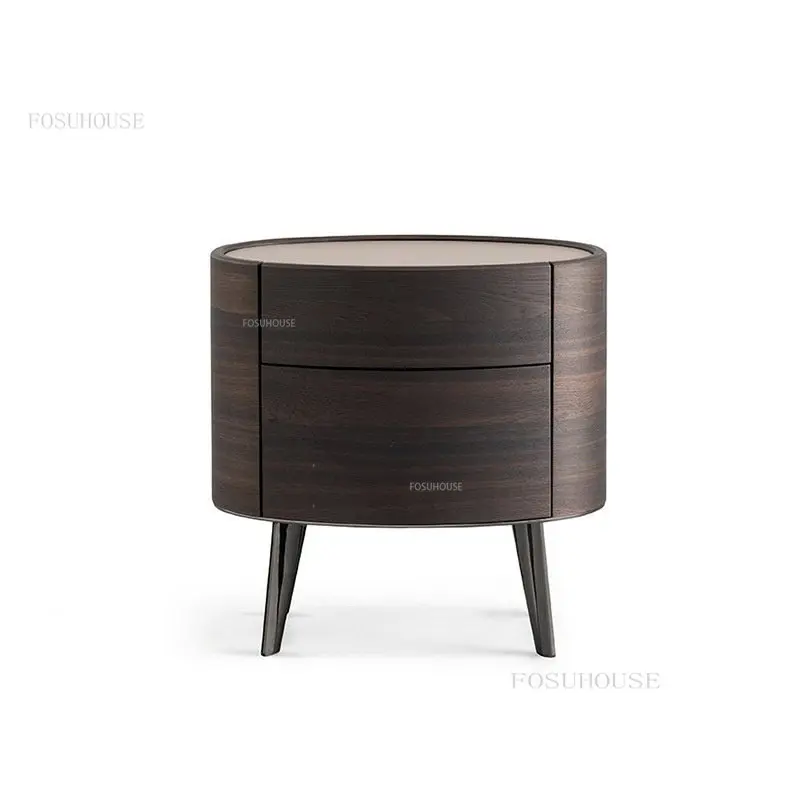 

Современный минималистичный маленький прикроватный столик, деревянный роскошный креативный Овальный маленький боковой столик, несколько пар шкафов для хранения