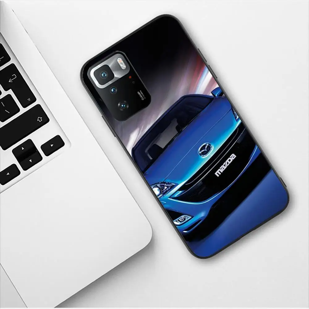 Mazda Sports Car New Fashion Black Phone Case For Redmi 9 9A 7A 10 8A 10A 8 Note 11 10S 7 11S Plus POCO X3 Pro Soft Phone Covers