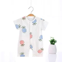 newborn baby short sleeve romper cotton jumpsuit infant outfit lovely print one piece coverall single breasted design