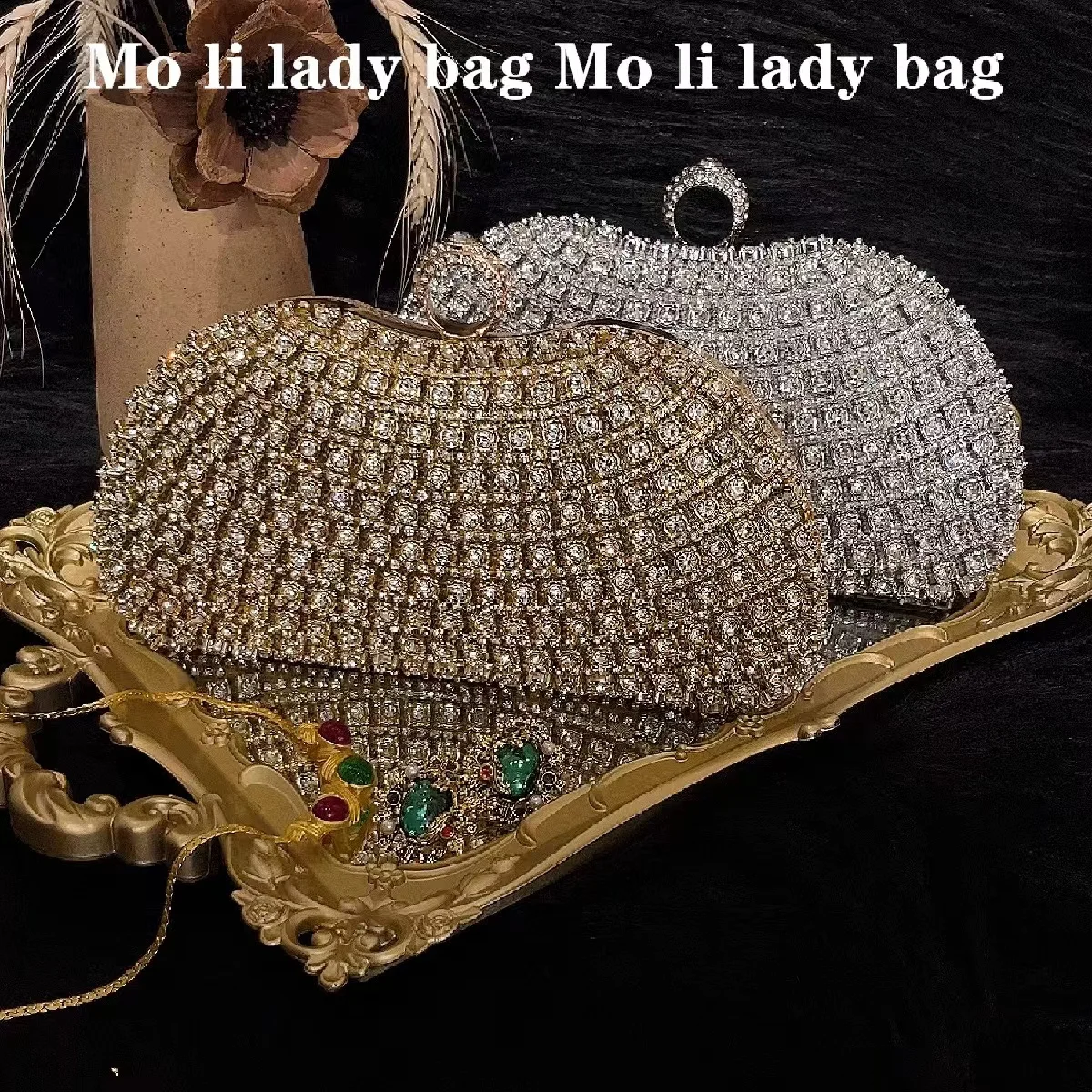 Квадратная женская сумка с кристаллами и блестящими бриллиантами Роскошная