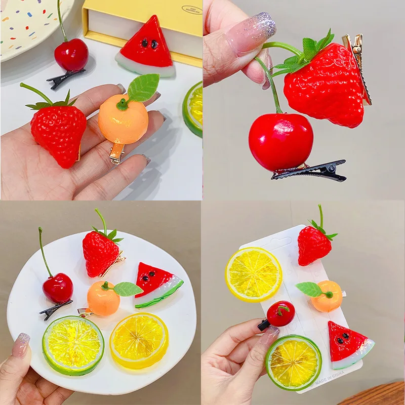 Заколки для волос с имитацией еды милые зажимы оранжевого цвета заколки в форме