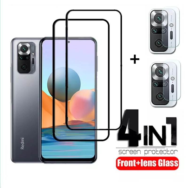 

4in1 For Xiaomi Redmi Note 11 10 10S 9S 9 8T 8 7 Pro 9A 9C Screen Protectors For Poco X3 Pro NFC F3 M3 M4 GT Protective Glass