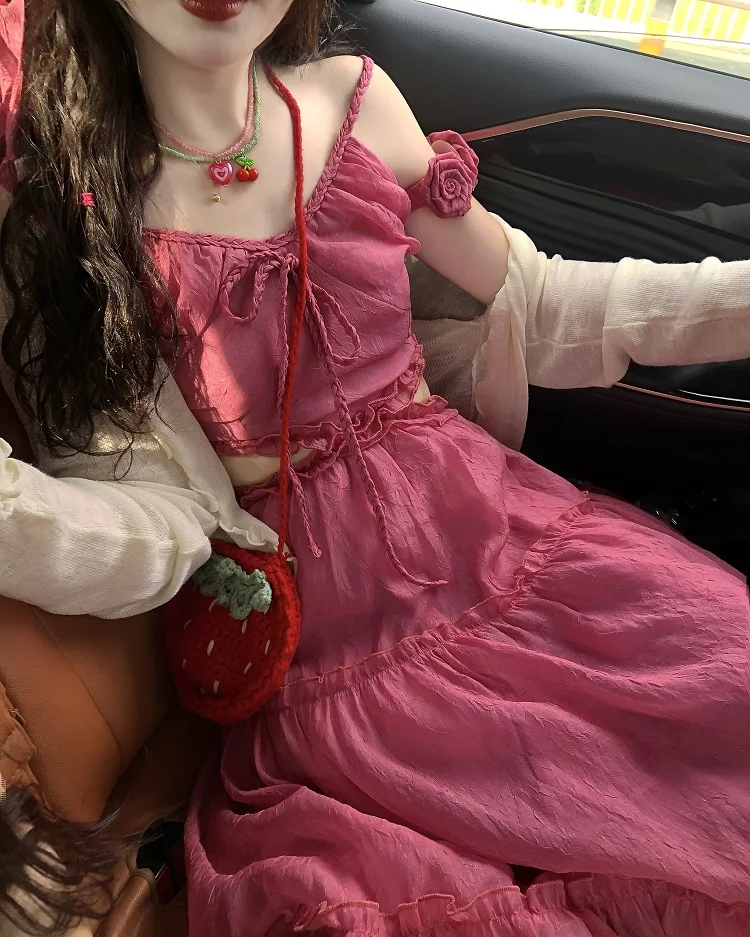 [Alittle Mess] Mint Original Rose Brooch Waist- Backless Long dress + Cardigan Autumn