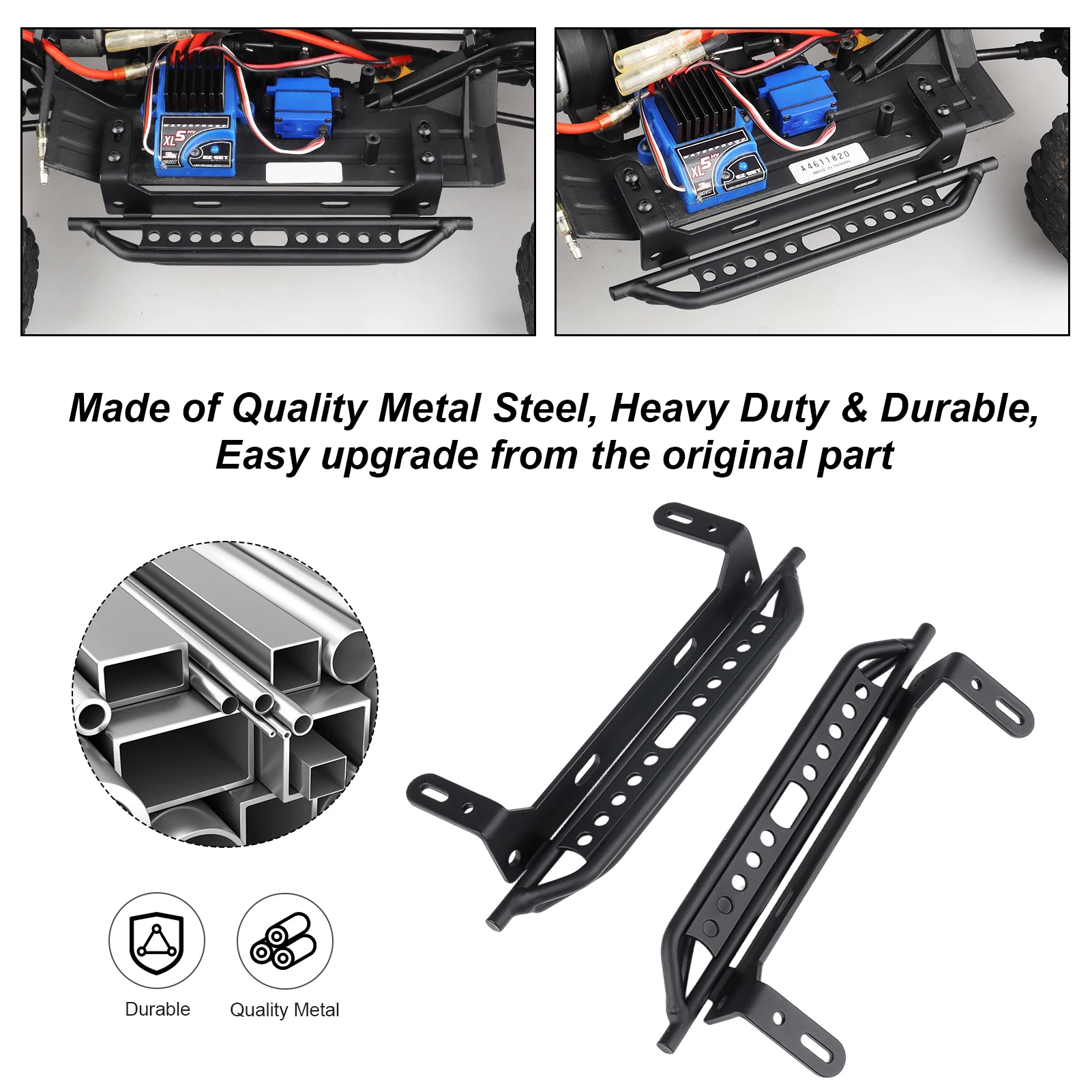 Фото Металлические боковые подножки HobbyPark для Traxxas TRX4 TRX-4 1/10 RC Crawler (черные) №3