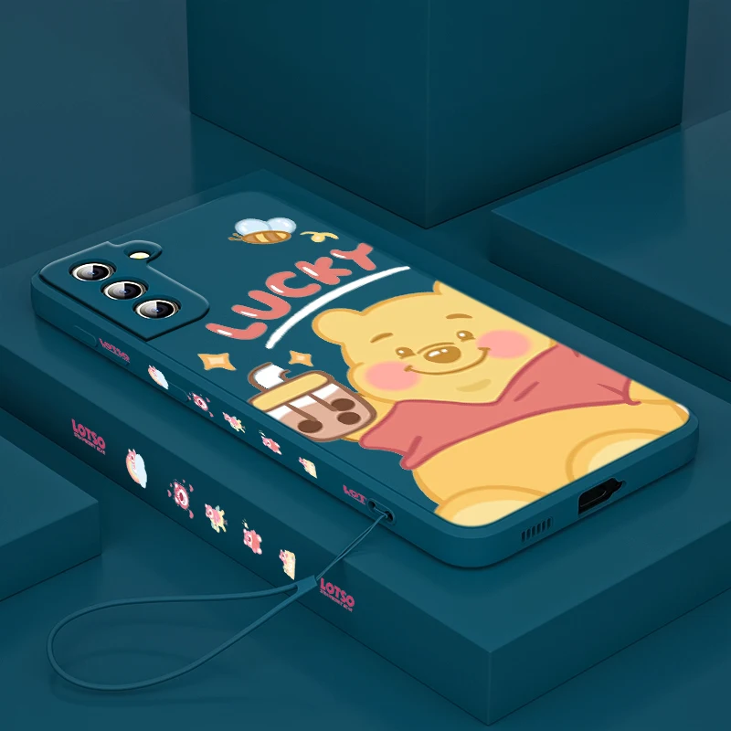 

Toy Story Strawberry Bear Phone Case For Samsung Galaxy S22 S21 S20 S10 Note 20 10 Ultra Plus Pro FE Lite Liquid Left Rope Cover
