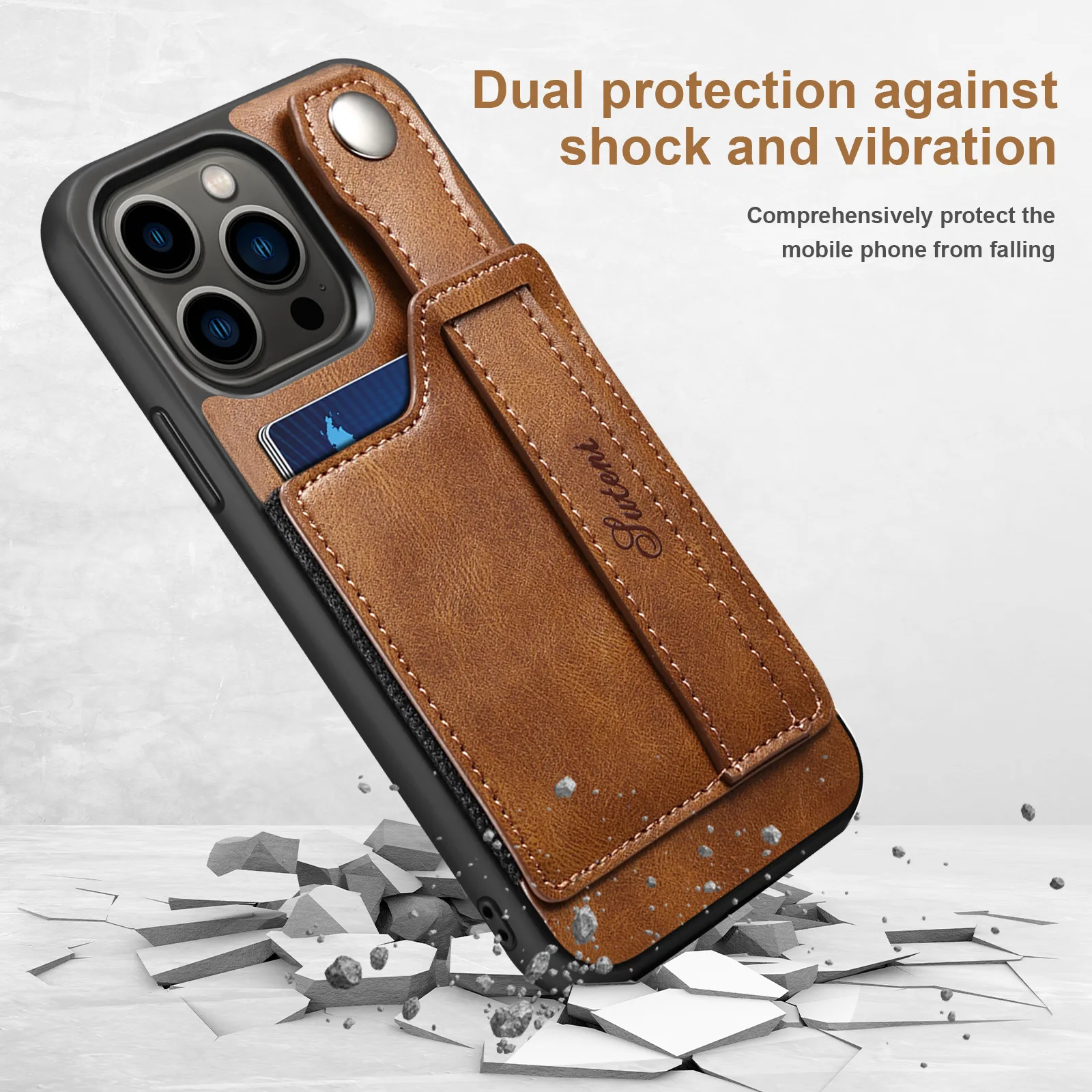 Leather case for iPhone14 Pro 13mini 12promax 11pro x xr xs 7plus 8plus 7 se2 wristband support protective leather iphone |