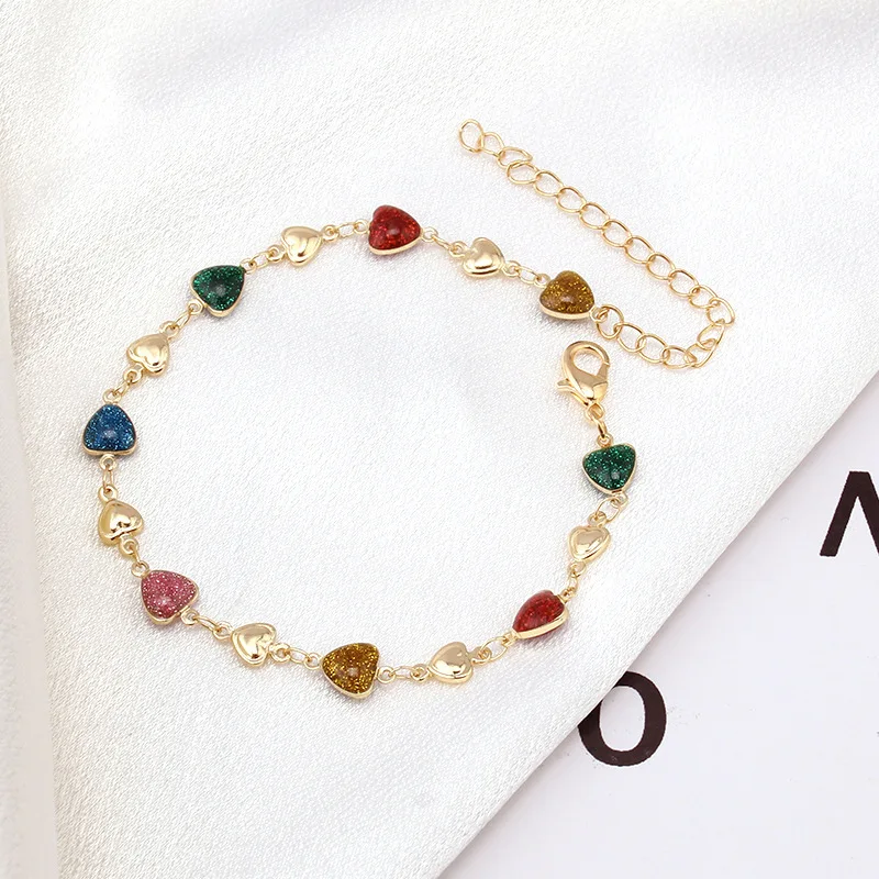 

2023 Elegant Colorful Beaded Bracelets for Women Exquisite Sweet Hollow Heart Chain Bracelets Bangles Trendy Girl Jewelry Gifts