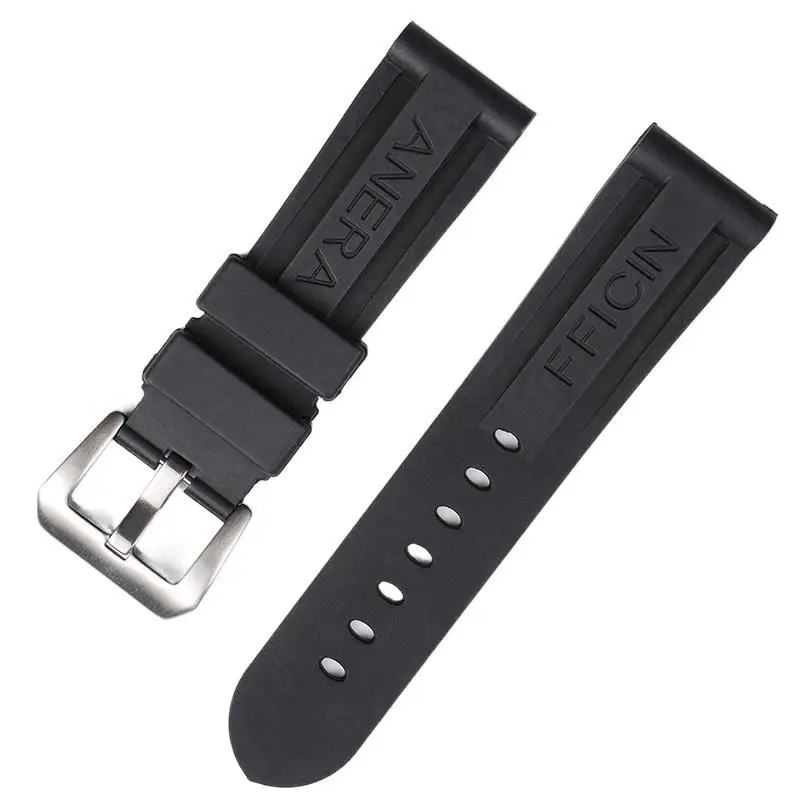 Ремешок NFR резиновый для часов Panerai черный оранжевый браслет наручных