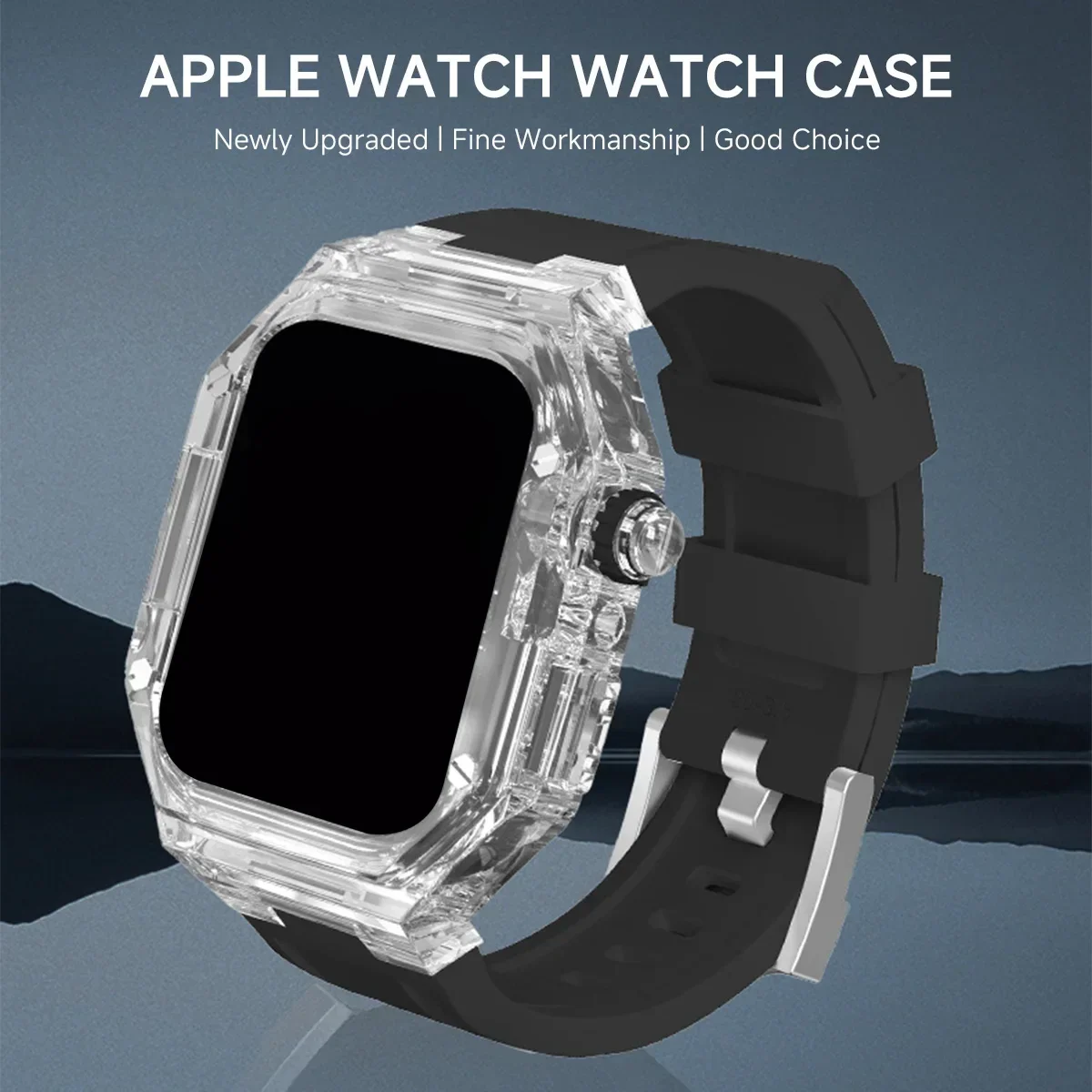 Фото Прозрачный комплект модификации, ремешок для ПК для Apple Watch S10, 42 мм, 46 мм, модный чехол, ремешок для iWatch Series 10, силиконовый браслет №4