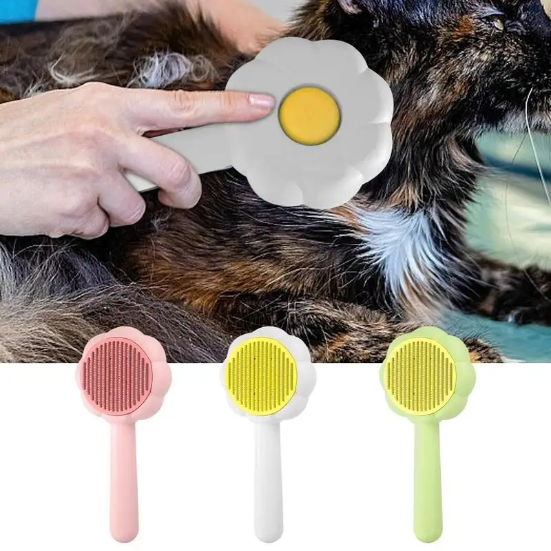 

Cat Comb Pet Massage Deshedding Brush Hair Removal Anti Slip Pet Hair Brush Self Cleaning For Kitten Rabbit Grooming Tool