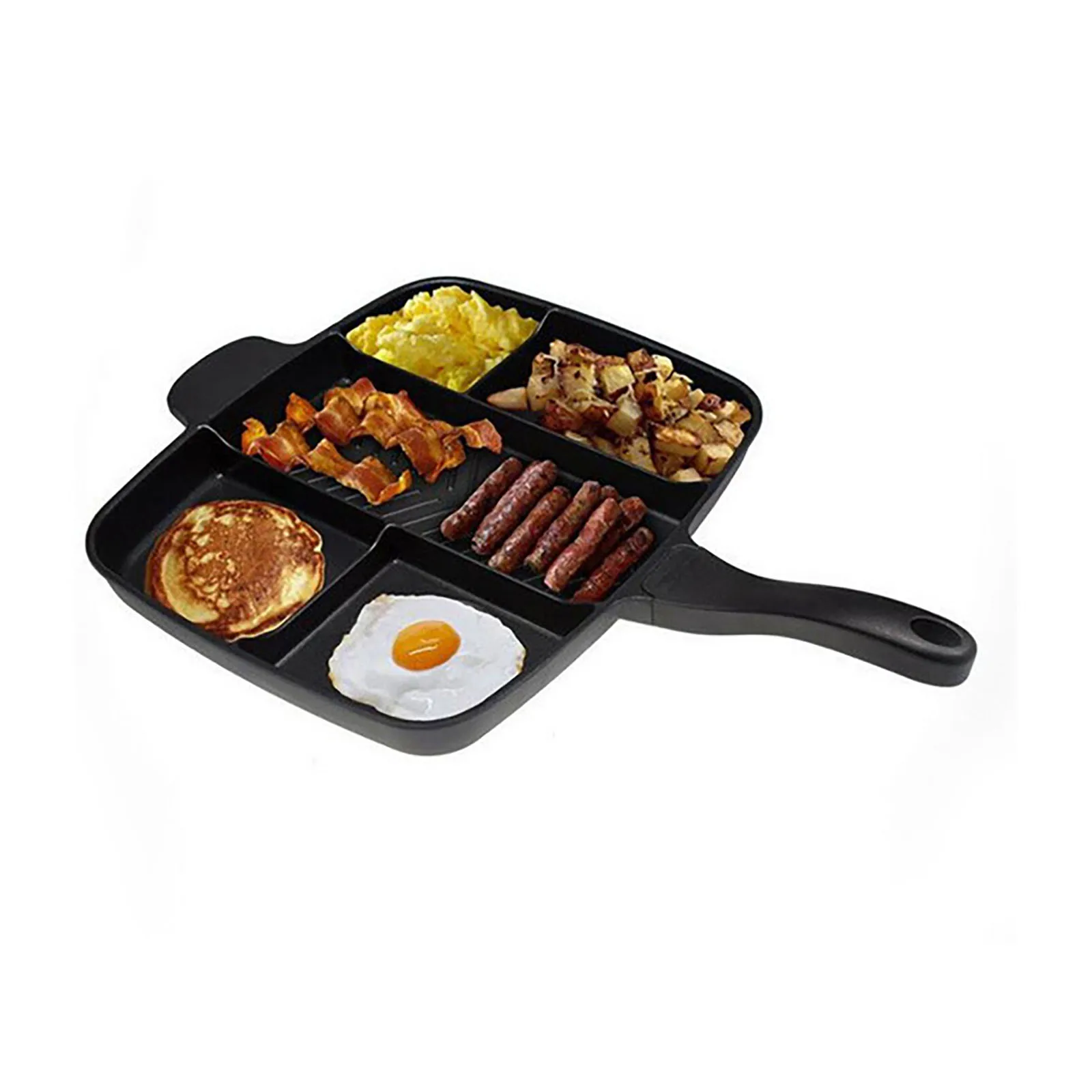 

5-in-1 Divided Breakfast Pan 5 Compartment Frying Pan Nonstick Egg Bacon Cooking Pan