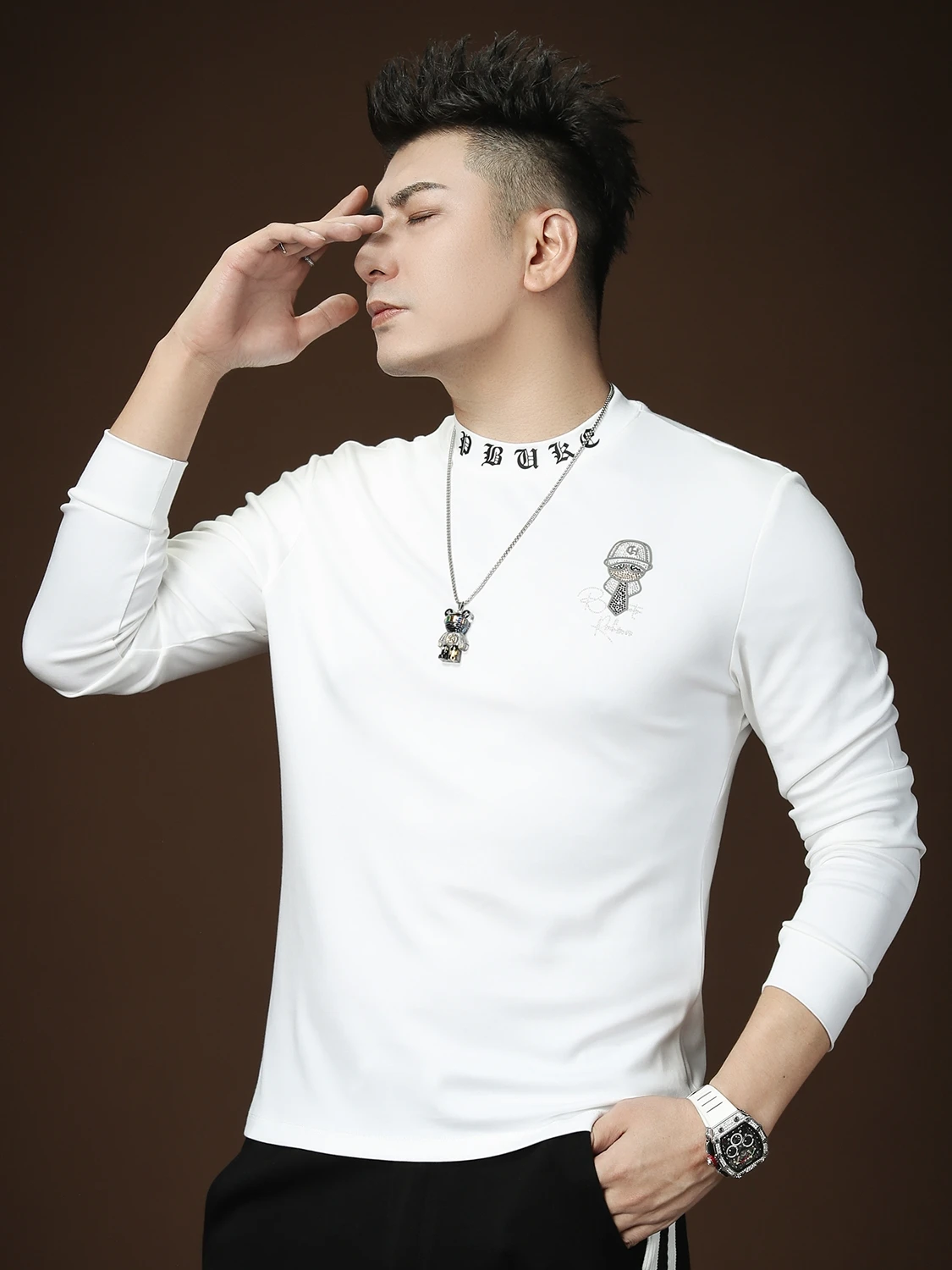 Ozhouzhan мужская рубашка с длинными рукавами осень 2023 новая модная брендовая