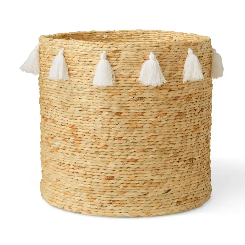 

Water Hyacinth Fringe Basket
