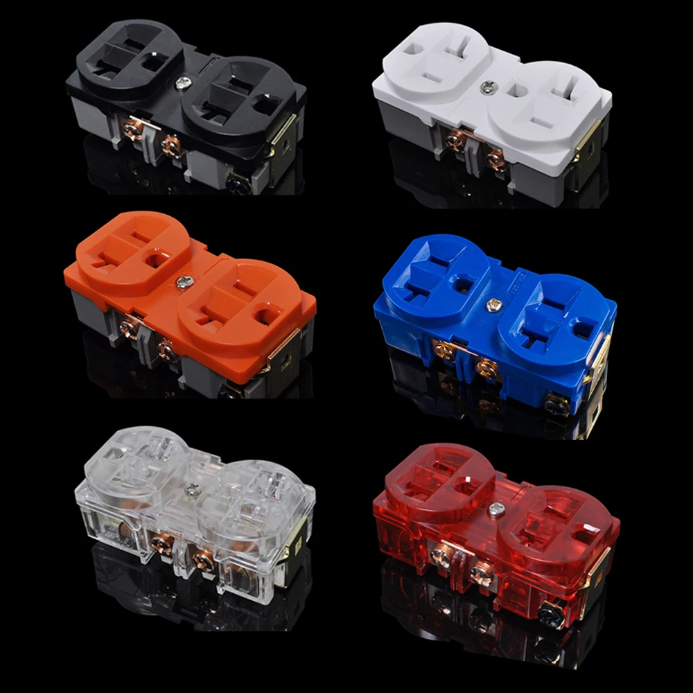 

Preffair Power Socket HIFI 20A US AC Power Receptacle Socket Red copper distributor Plug Black/Red/Orange/White