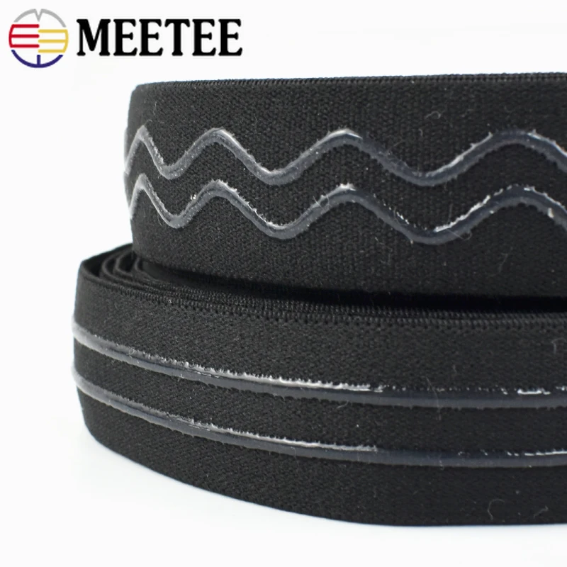 

5/10M 20/25/30/40/50mm Anti Slip Elastic Band Drip Glue Rubber Tape Black Silicone Nylon Elastics Webbing Cloth Sewing Accessory