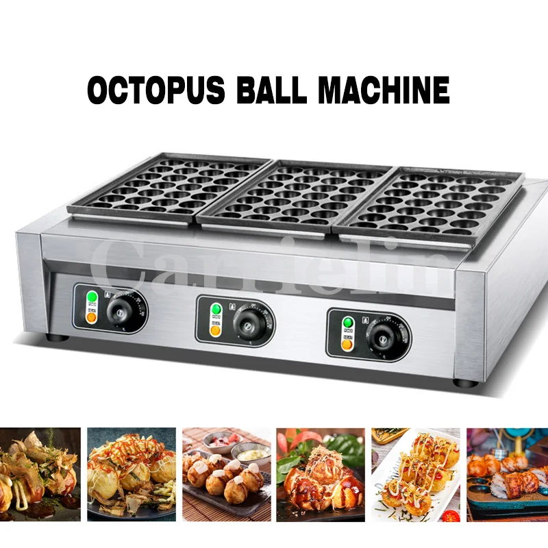 

Commercial Takoyaki Machine Fish Ball Oven 6000W Octopus Balls Grill Pan Electric Fish Ball Furnace Three Plates Non-Stick